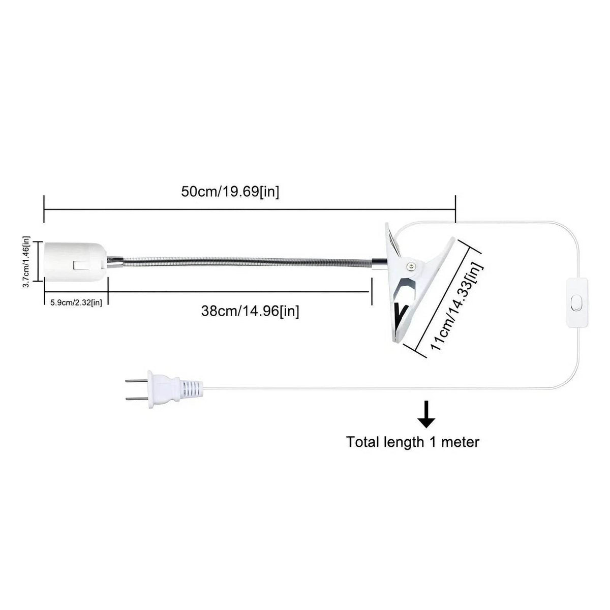 Support de lampe de bureau Flexible à 360 degrés, prise EU US, Base de lumière E27, câble à clipser à col de cygne avec interrupteur d'alimentation pour la maison - Animaleriex