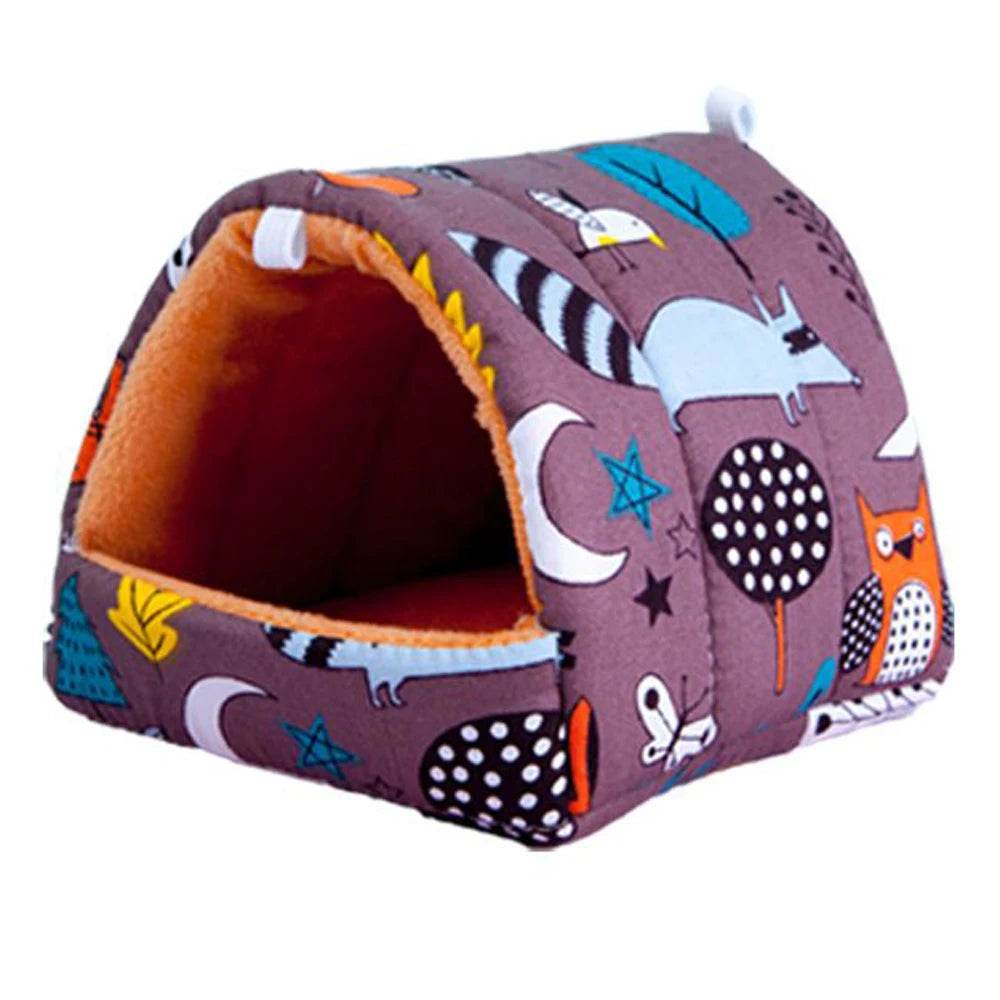 Mignon dessin animé lapin écureuil Mini Cage cochon d'inde nid petit Animal souris Rat Animal de compagnie lit de couchage Hamster maison hiver chaud doux tapis - Animaleriex