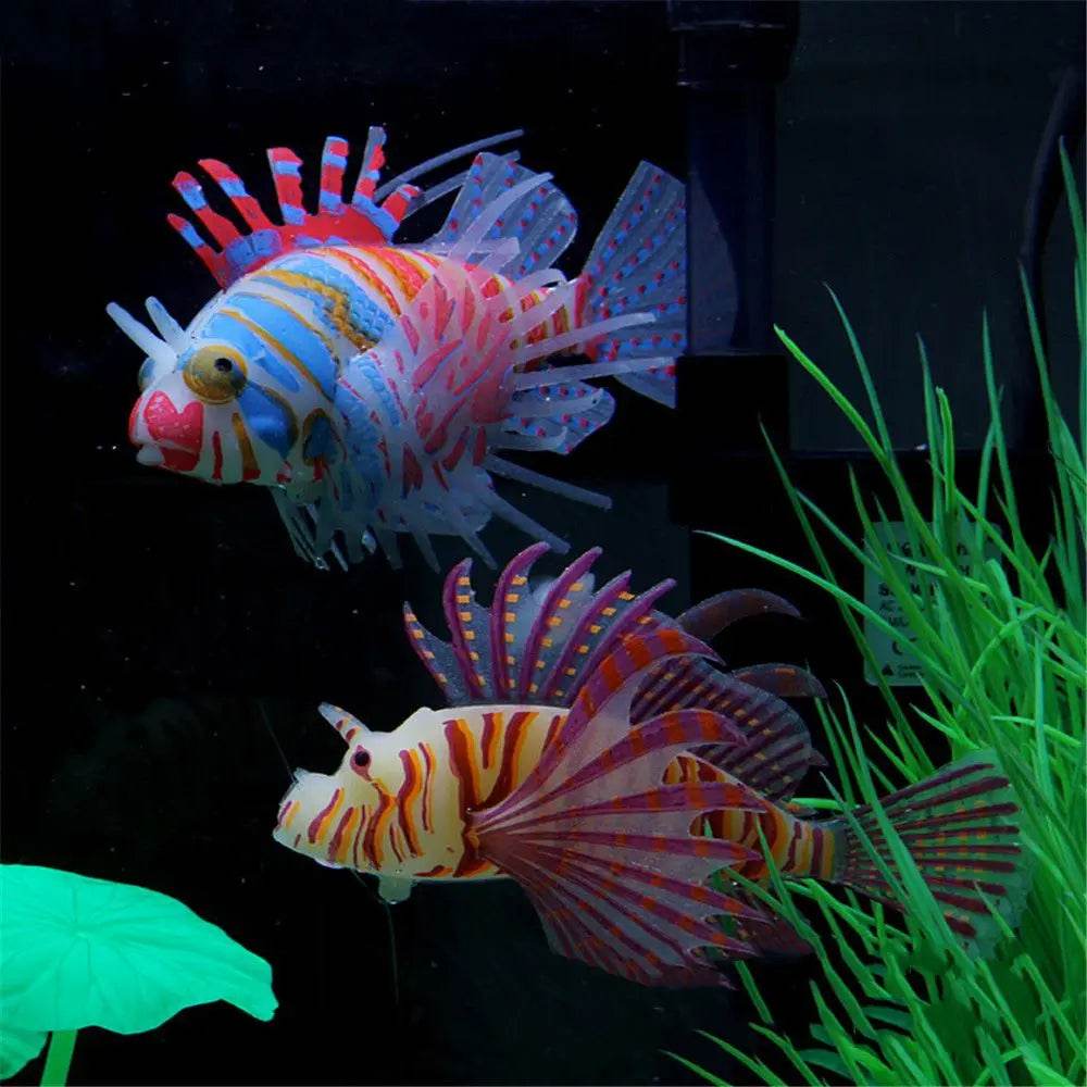 Aquarium artificiel lumineux, poisson-lion, paysage en Silicone, faux poisson flottant, lueur dans la nuit, ornement, décoration de la maison - Animaleriex