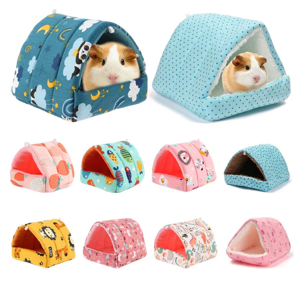 Mini Cage d'hiver en forme de lapin et d'écureuil, dessin animé mignon, nid de cochon d'inde, petit Animal, souris, Rat, lit de couchage pour Animal domestique, maison de Hamster, tapis chaud et doux - Animaleriex