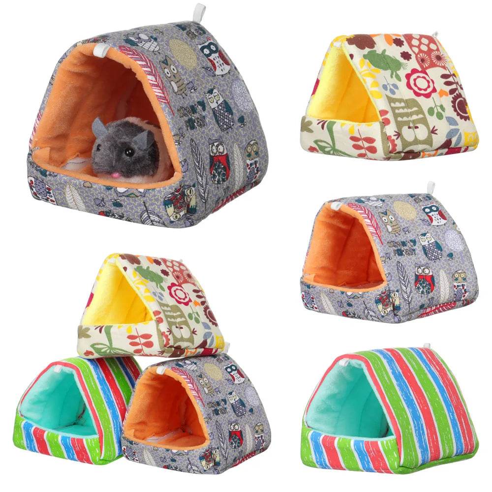 Mini Cage d'hiver en forme de lapin et d'écureuil, dessin animé mignon, nid de cochon d'inde, petit Animal, souris, Rat, lit de couchage pour Animal domestique, maison de Hamster, tapis chaud et doux - Animaleriex