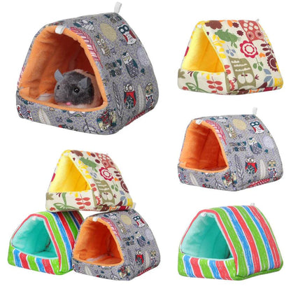 Mini Cage d'hiver en forme de lapin et d'écureuil, dessin animé mignon, nid de cochon d'inde, petit Animal, souris, Rat, lit de couchage pour Animal domestique, maison de Hamster, tapis chaud et doux - Animaleriex