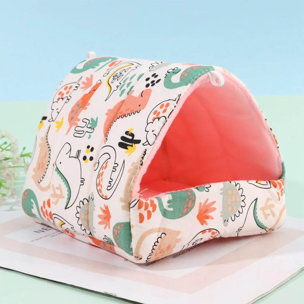 Mignon dessin animé lapin écureuil Mini Cage cochon d'inde nid petit Animal souris Rat Animal de compagnie lit de couchage Hamster maison hiver chaud doux tapis - Animaleriex