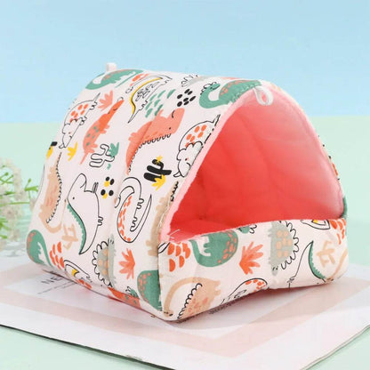 Mignon dessin animé lapin écureuil Mini Cage cochon d'inde nid petit Animal souris Rat Animal de compagnie lit de couchage Hamster maison hiver chaud doux tapis - Animaleriex