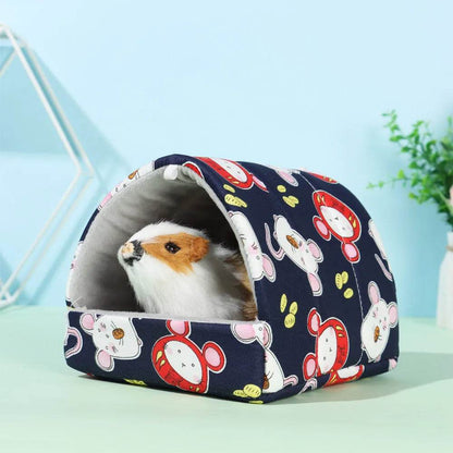 Mignon dessin animé lapin écureuil Mini Cage cochon d'inde nid petit Animal souris Rat Animal de compagnie lit de couchage Hamster maison hiver chaud doux tapis - Animaleriex