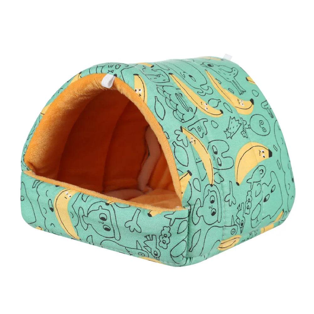 Mignon dessin animé lapin écureuil Mini Cage cochon d'inde nid petit Animal souris Rat Animal de compagnie lit de couchage Hamster maison hiver chaud doux tapis - Animaleriex