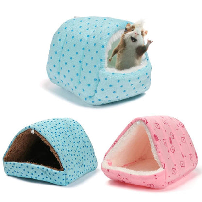 Mini Cage d'hiver en forme de lapin et d'écureuil, dessin animé mignon, nid de cochon d'inde, petit Animal, souris, Rat, lit de couchage pour Animal domestique, maison de Hamster, tapis chaud et doux - Animaleriex