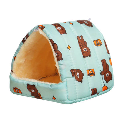 Mignon dessin animé lapin écureuil Mini Cage cochon d'inde nid petit Animal souris Rat Animal de compagnie lit de couchage Hamster maison hiver chaud doux tapis - Animaleriex