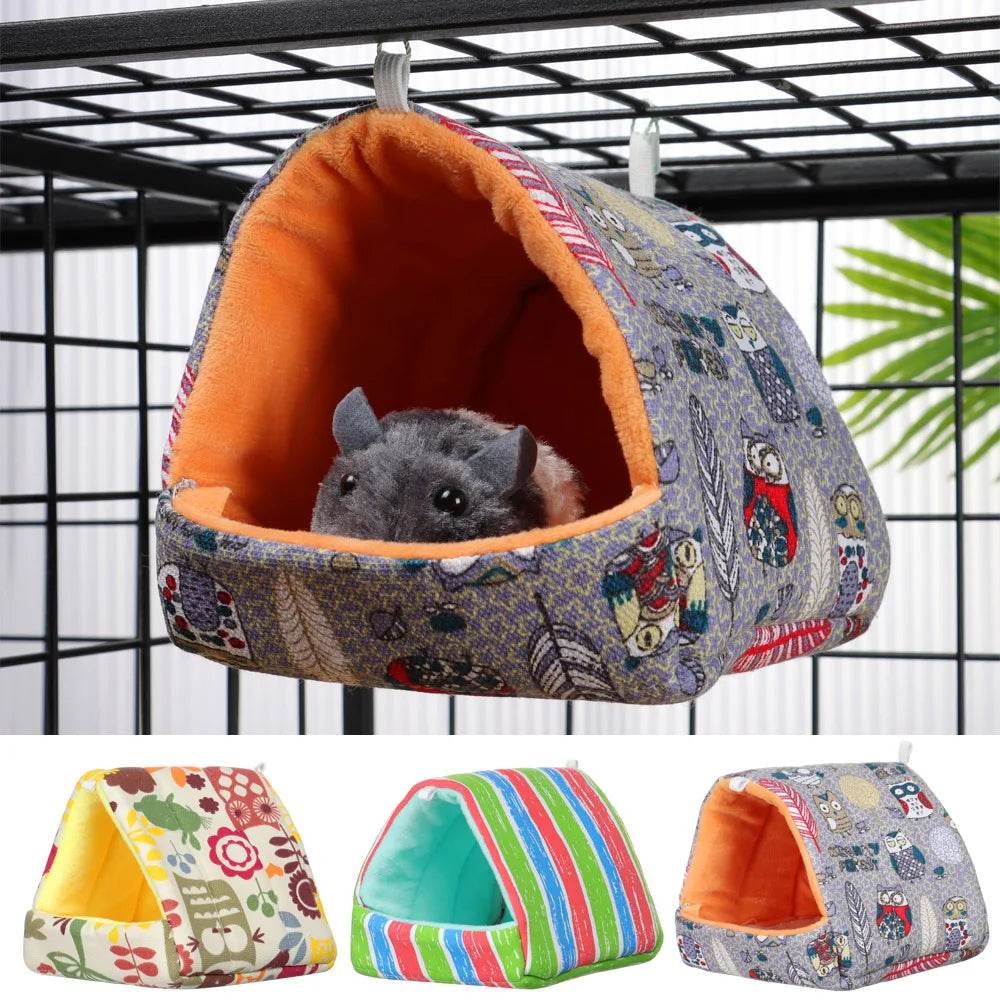 Mini Cage d'hiver en forme de lapin et d'écureuil, dessin animé mignon, nid de cochon d'inde, petit Animal, souris, Rat, lit de couchage pour Animal domestique, maison de Hamster, tapis chaud et doux - Animaleriex
