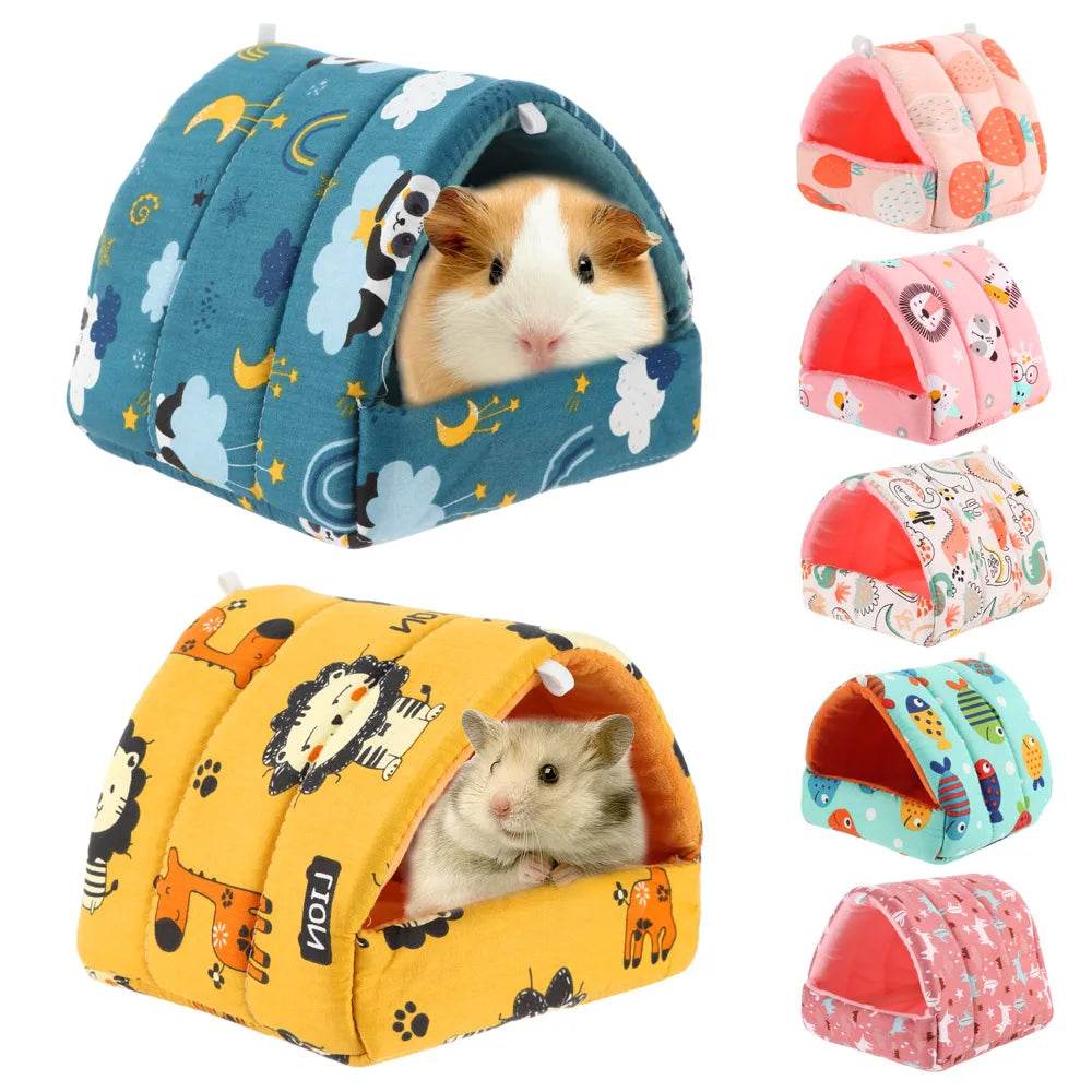 Mini Cage d'hiver en forme de lapin et d'écureuil, dessin animé mignon, nid de cochon d'inde, petit Animal, souris, Rat, lit de couchage pour Animal domestique, maison de Hamster, tapis chaud et doux - Animaleriex