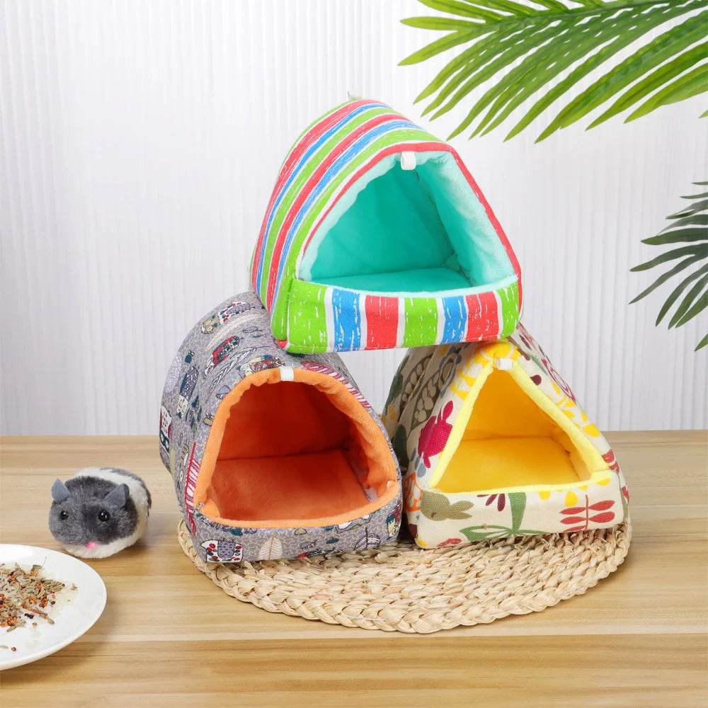 Mini Cage d'hiver en forme de lapin et d'écureuil, dessin animé mignon, nid de cochon d'inde, petit Animal, souris, Rat, lit de couchage pour Animal domestique, maison de Hamster, tapis chaud et doux - Animaleriex
