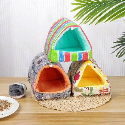 Mini Cage d'hiver en forme de lapin et d'écureuil, dessin animé mignon, nid de cochon d'inde, petit Animal, souris, Rat, lit de couchage pour Animal domestique, maison de Hamster, tapis chaud et doux - Animaleriex