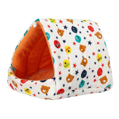 Mignon dessin animé lapin écureuil Mini Cage cochon d'inde nid petit Animal souris Rat Animal de compagnie lit de couchage Hamster maison hiver chaud doux tapis - Animaleriex
