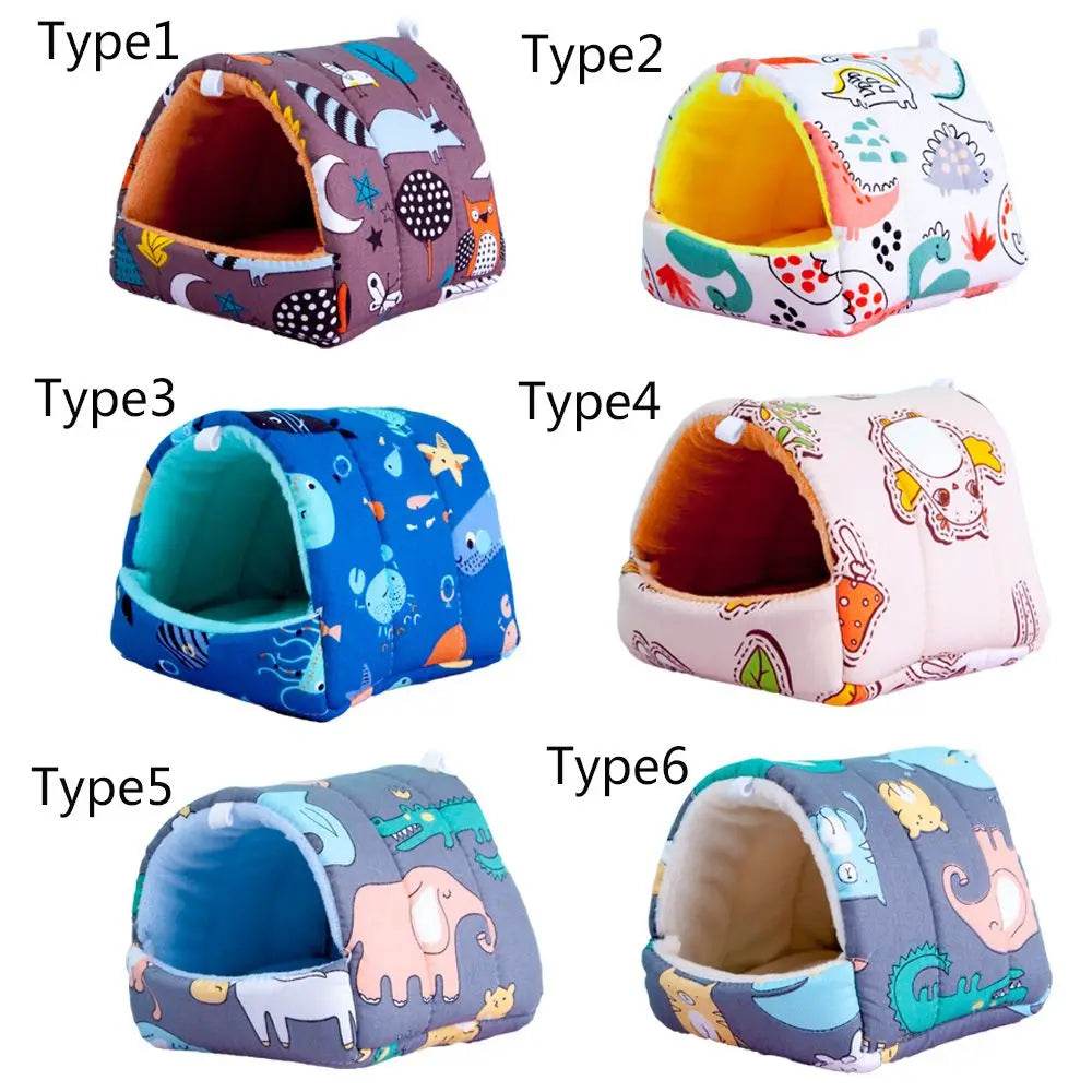 Mini Cage d'hiver en forme de lapin et d'écureuil, dessin animé mignon, nid de cochon d'inde, petit Animal, souris, Rat, lit de couchage pour Animal domestique, maison de Hamster, tapis chaud et doux - Animaleriex