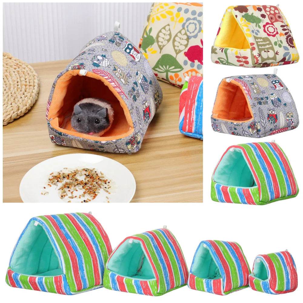 Mini Cage d'hiver en forme de lapin et d'écureuil, dessin animé mignon, nid de cochon d'inde, petit Animal, souris, Rat, lit de couchage pour Animal domestique, maison de Hamster, tapis chaud et doux - Animaleriex
