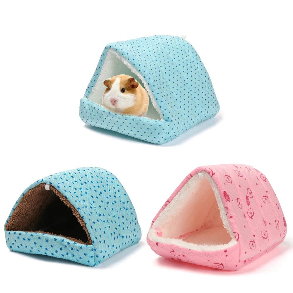 Mini Cage d'hiver en forme de lapin et d'écureuil, dessin animé mignon, nid de cochon d'inde, petit Animal, souris, Rat, lit de couchage pour Animal domestique, maison de Hamster, tapis chaud et doux - Animaleriex