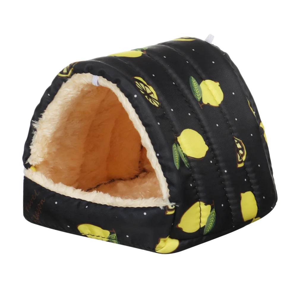 Mignon dessin animé lapin écureuil Mini Cage cochon d'inde nid petit Animal souris Rat Animal de compagnie lit de couchage Hamster maison hiver chaud doux tapis - Animaleriex