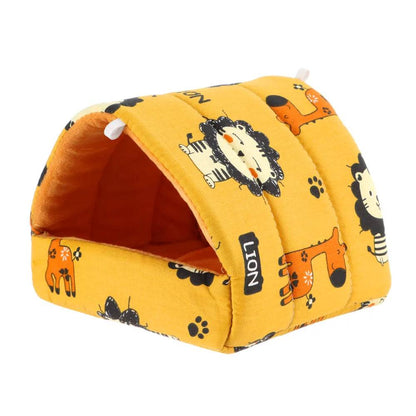 Mignon dessin animé lapin écureuil Mini Cage cochon d'inde nid petit Animal souris Rat Animal de compagnie lit de couchage Hamster maison hiver chaud doux tapis - Animaleriex