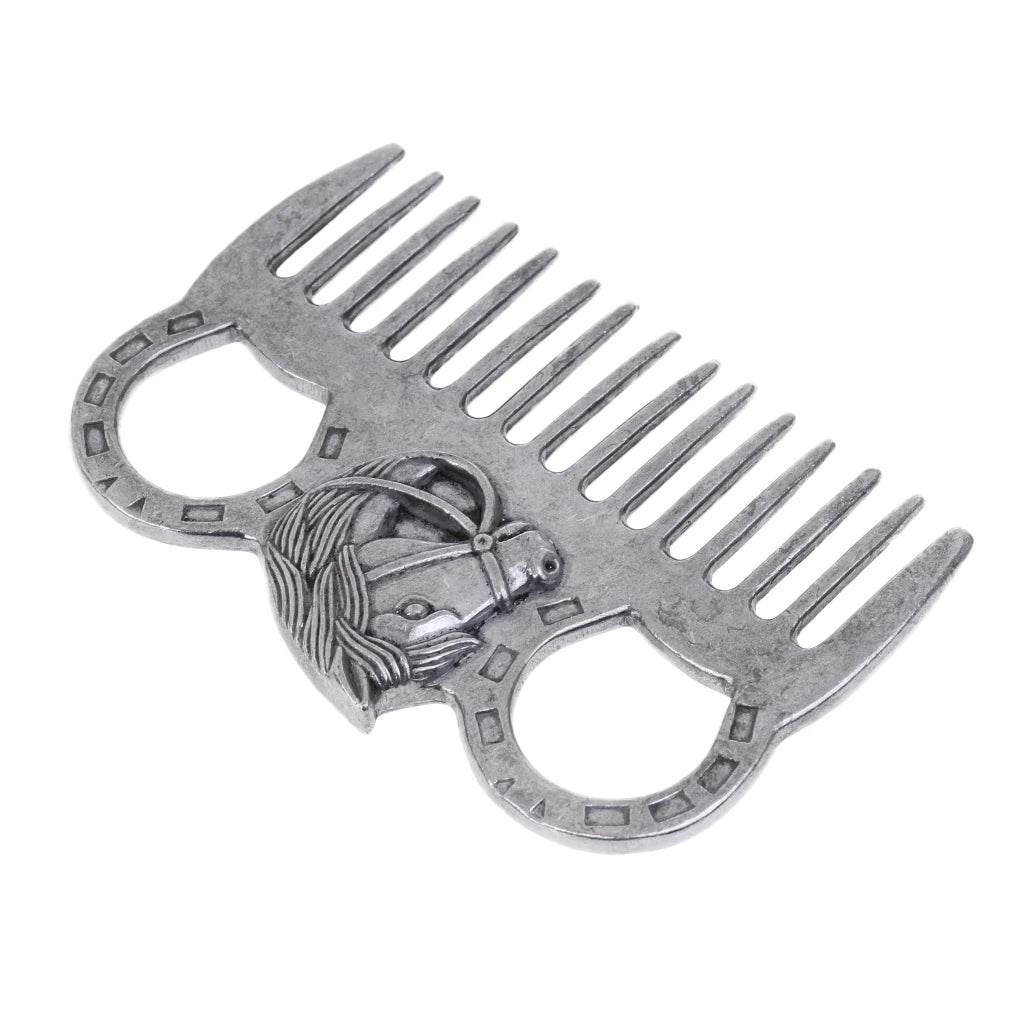 Peigne de toilettage cheval poney en acier inoxydable, outil de brossage en métal, outil de nettoyage de brossage équestre - Animaleriex