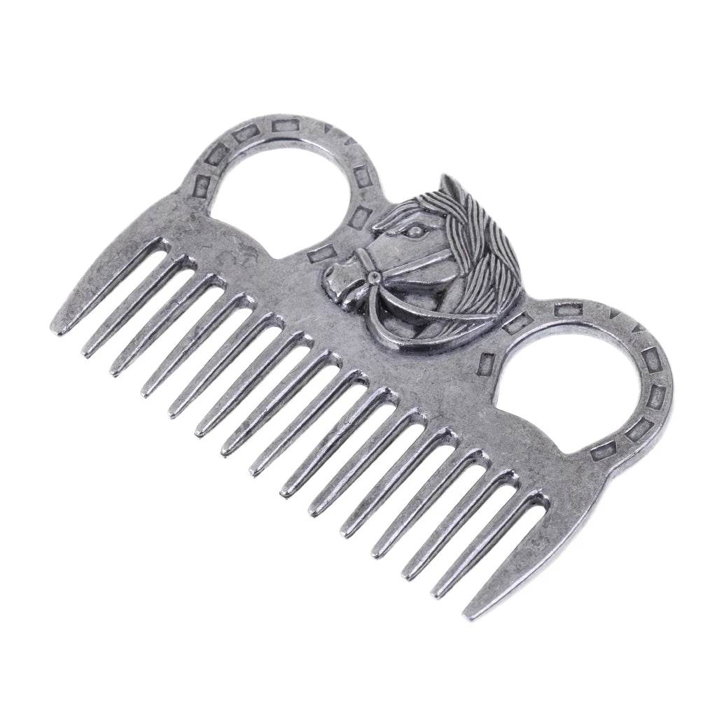 Peigne de toilettage cheval poney en acier inoxydable, outil de brossage en métal, outil de nettoyage de brossage équestre - Animaleriex