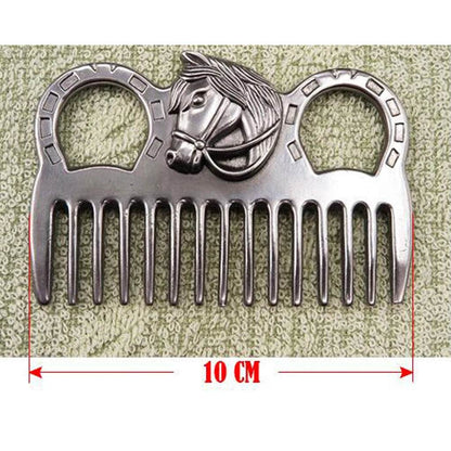 Peigne de toilettage cheval poney en acier inoxydable, outil de brossage en métal, outil de nettoyage de brossage équestre - Animaleriex