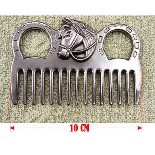 Peigne de toilettage cheval poney en acier inoxydable, outil de brossage en métal, outil de nettoyage de brossage équestre - Animaleriex