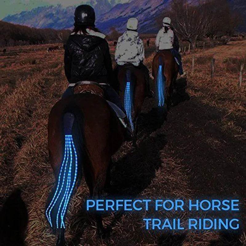 Accessoires de queue de cheval pour équitation, barre lumineuse clignotante LED, équipement de harnais pour Sports de plein air, Charge USB, décorations sûres pour l'équitation de nuit - Animaleriex