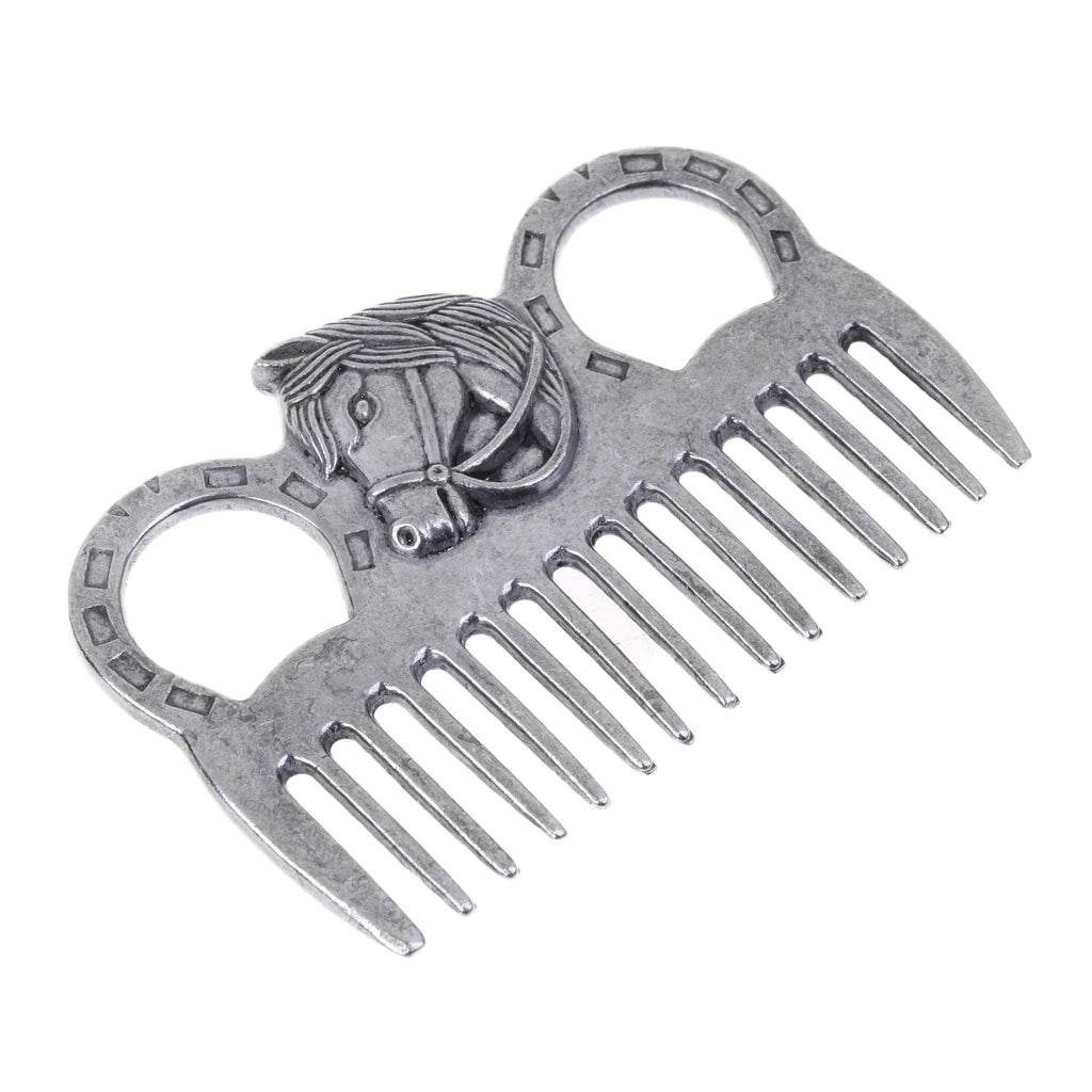 Peigne de toilettage cheval poney en acier inoxydable, outil de brossage en métal, outil de nettoyage de brossage équestre - Animaleriex