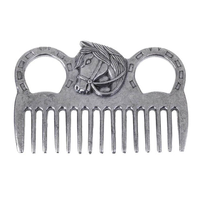 Peigne de toilettage cheval poney en acier inoxydable, outil de brossage en métal, outil de nettoyage de brossage équestre - Animaleriex