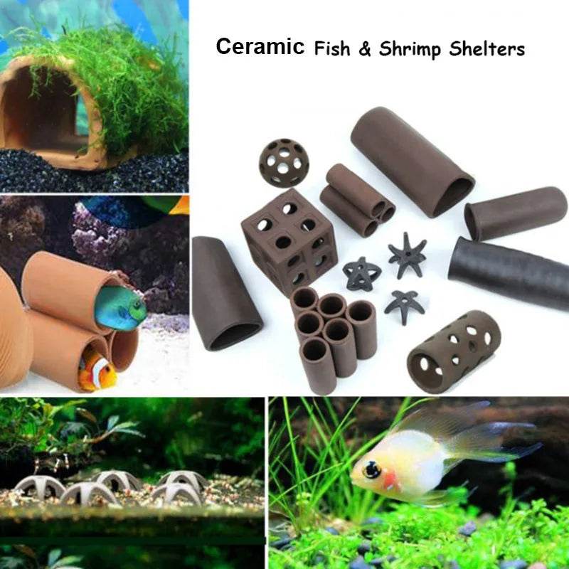 Décoration d'aquarium en céramique, abri pour poissons et crevettes, poterie, maison de Scorpion, Simulation de pierre, décor d'aquarium idéal - Animaleriex