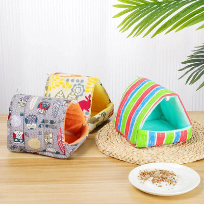 Mignon dessin animé lapin écureuil Mini Cage cochon d'inde nid petit Animal souris Rat Animal de compagnie lit de couchage Hamster maison hiver chaud doux tapis - Animaleriex
