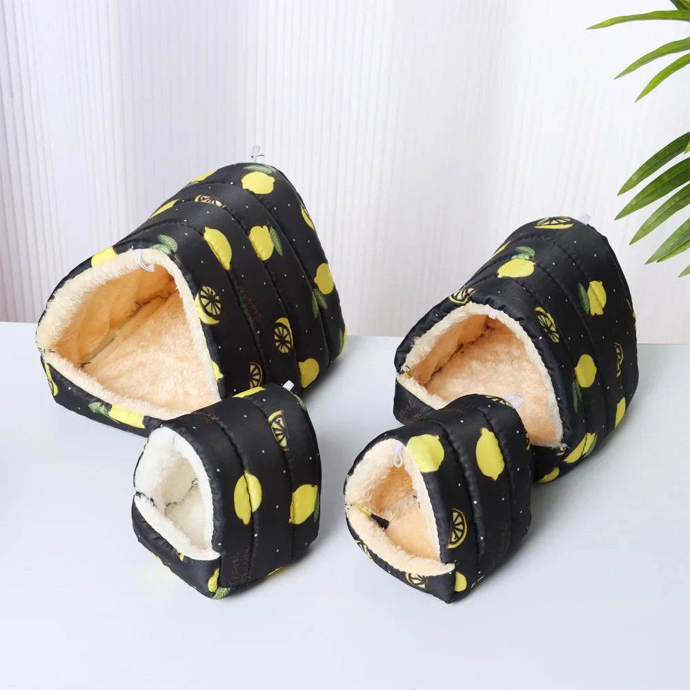Mignon dessin animé lapin écureuil Mini Cage cochon d'inde nid petit Animal souris Rat Animal de compagnie lit de couchage Hamster maison hiver chaud doux tapis - Animaleriex