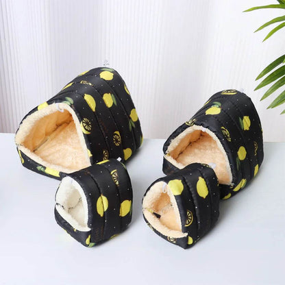 Mignon dessin animé lapin écureuil Mini Cage cochon d'inde nid petit Animal souris Rat Animal de compagnie lit de couchage Hamster maison hiver chaud doux tapis - Animaleriex