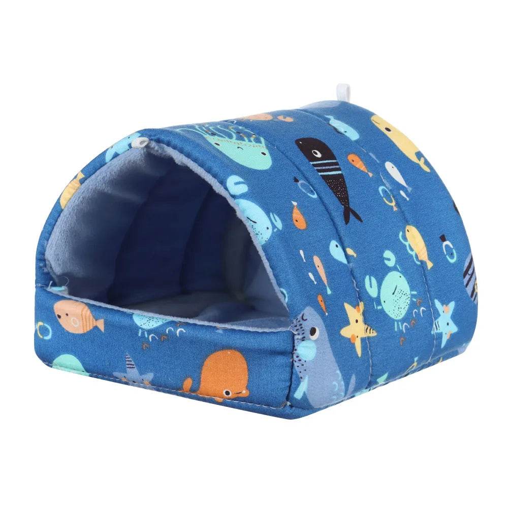 Mignon dessin animé lapin écureuil Mini Cage cochon d'inde nid petit Animal souris Rat Animal de compagnie lit de couchage Hamster maison hiver chaud doux tapis - Animaleriex