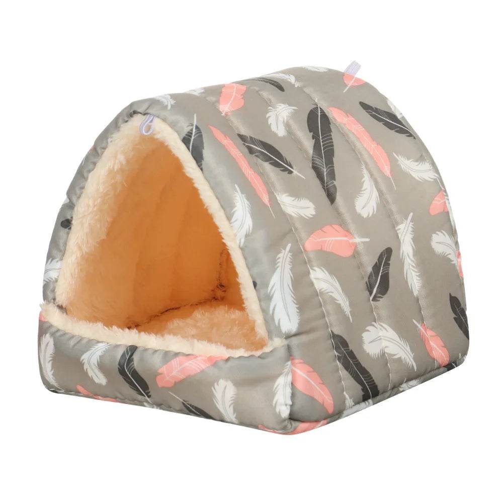Mignon dessin animé lapin écureuil Mini Cage cochon d'inde nid petit Animal souris Rat Animal de compagnie lit de couchage Hamster maison hiver chaud doux tapis - Animaleriex