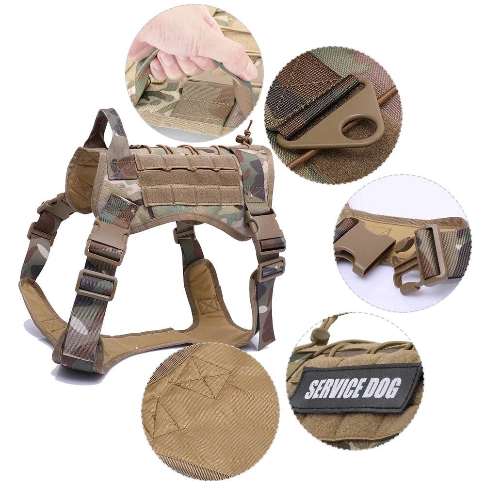 Harnais tactique pour chien, gilet d'entraînement pour animaux de compagnie, harnais militaire pour chien, collier de laisse pour petits, moyens et grands chiens, marche et chasse - Animaleriex