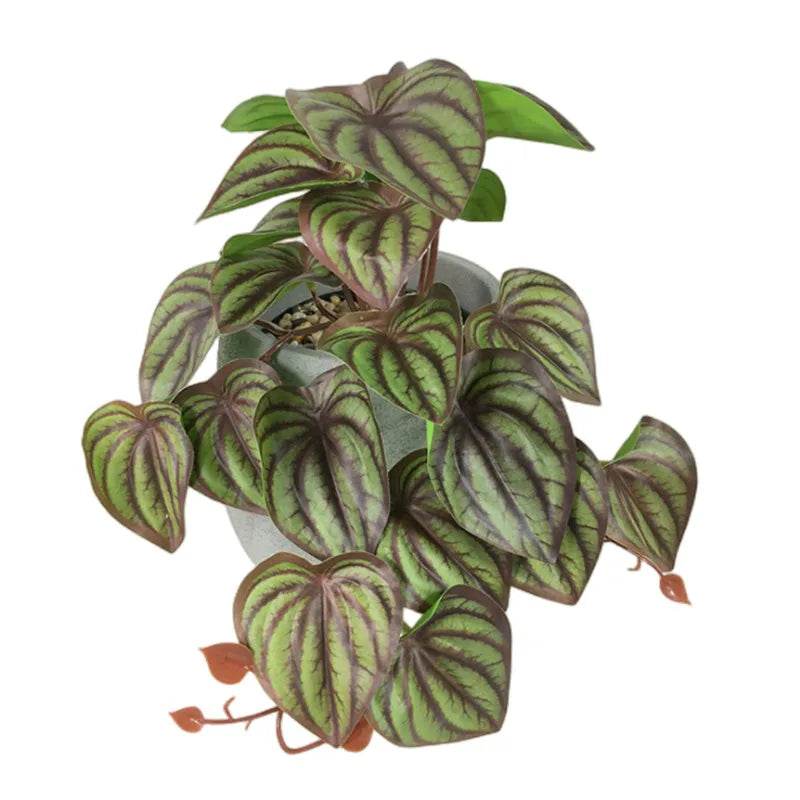 Plante de Terrarium artificielle pour amphibiens de reptiles, pour réservoir, décorations d'habitat pour animaux de compagnie, feuilles tropicales réalistes, feuille en plastique, rotin - Animaleriex