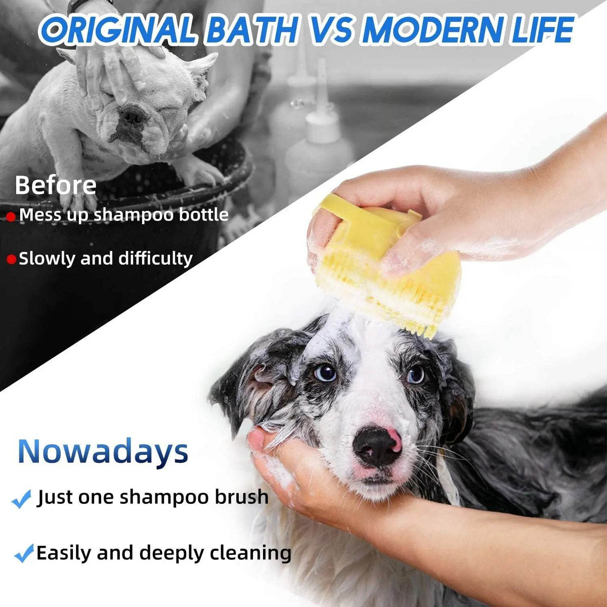 Brosse à shampoing pour chien, 2.7oz, 80ml, peigne de Massage pour chat, épurateur de toilettage pour le bain, cheveux courts, caoutchouc de Silicone souple - Animaleriex