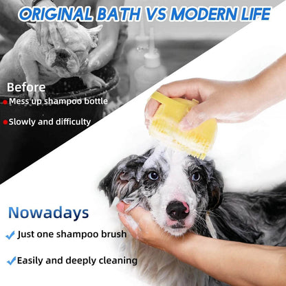 Brosse à shampoing pour chien, 2.7oz, 80ml, peigne de Massage pour chat, épurateur de toilettage pour le bain, cheveux courts, caoutchouc de Silicone souple - Animaleriex