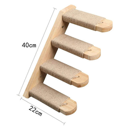 Corde d'escalade murale pour chat, 1 pièce, pédales en bois massif et corde en Sisal, entraînement des chatons, meulage des griffes, meubles d'intérieur pour chat - Animaleriex