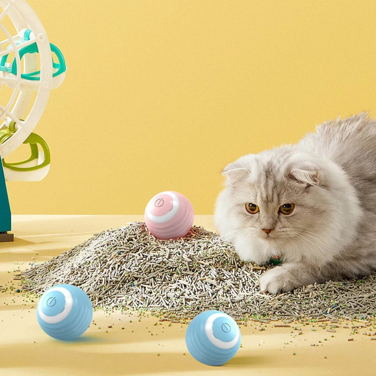 Jouet pour chats à mouvement automatique, balle Interactive, boule électrique roulante Rechargeable, accessoires pour animaux de compagnie, fournitures pour la maison - Animaleriex