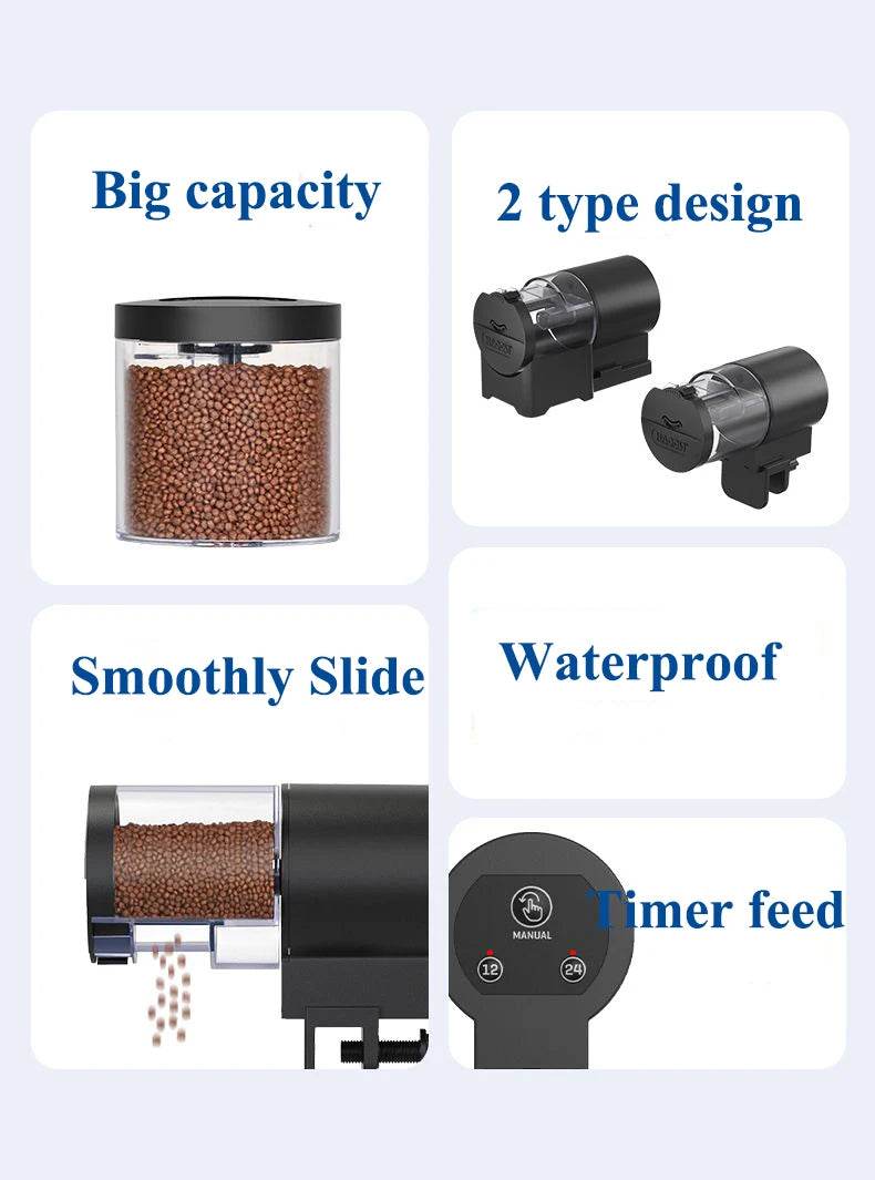 Mangeoire automatique pour Aquarium, synchronisation intelligente, 100Ml, mangeoire automatique pour poissons rouges, grande capacité - Animaleriex