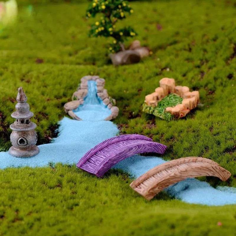 Accessoires de jardin féerique, puits d'eau de source miniatures, pont de bateau, ornement de Statue, Figurines de paysage, décor artisanal de jardin de maison - Animaleriex