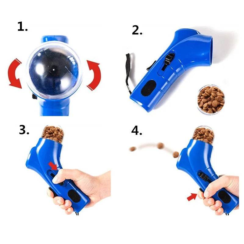 Distributeur de friandises interactif Portable, équipement d'entraînement de nourriture pour chiens, pistolet lanceur, distributeur de collations pour animaux de compagnie, accessoires, fournitures d'outils, produit - Animaleriex