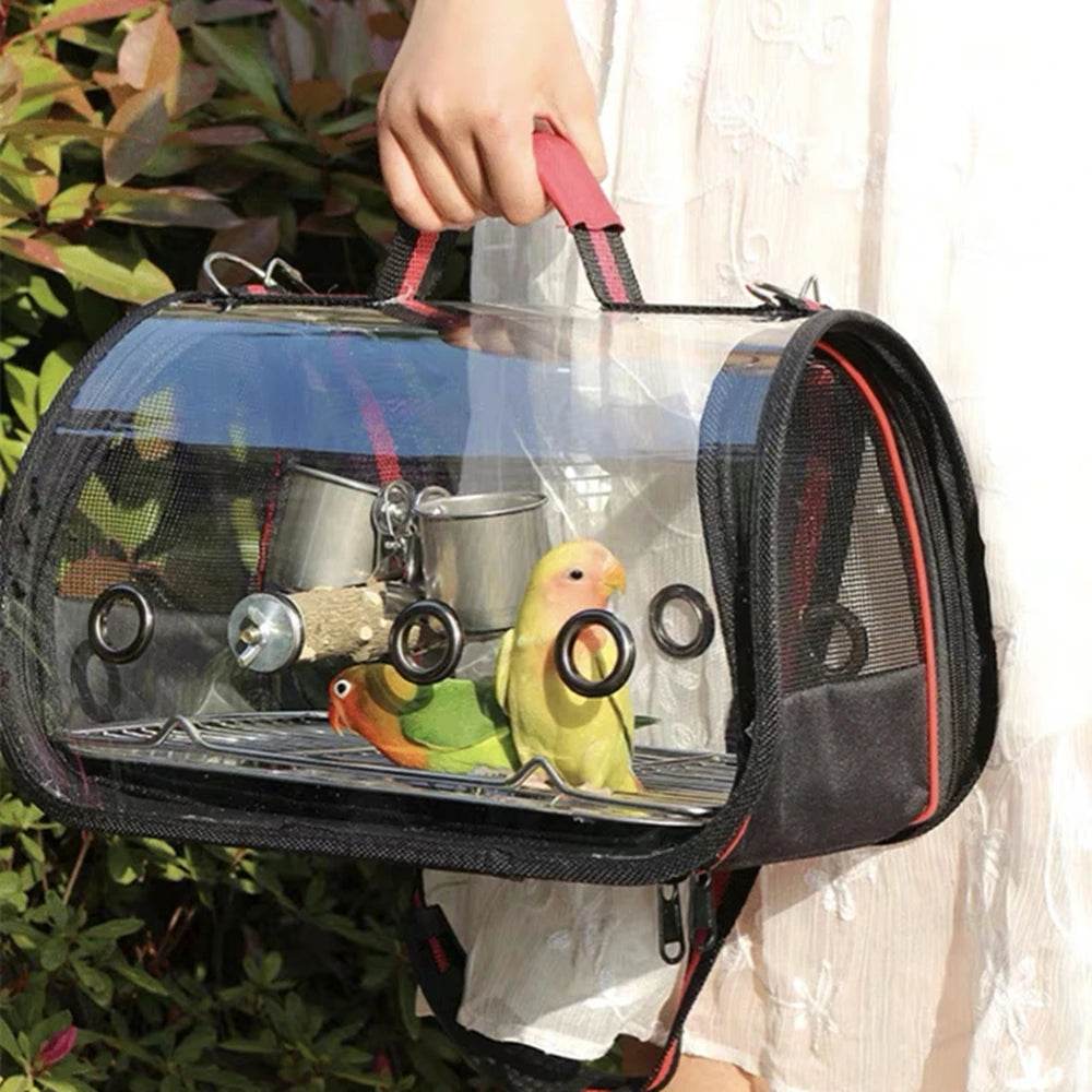 Cage de Transport pour oiseaux, transporteur de voyage avec perche, espace respirant, sac à dos de sortie pour perroquet, sac multifonctionnel pour oiseaux en plein air - Animaleriex