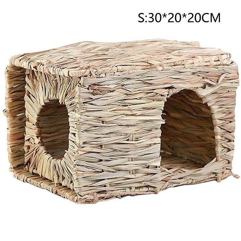 Cages à lapin tissées pliables pour animaux de compagnie, Hamster, cochon d'inde, lapin, herbe, jouet à mâcher, tapis, nid de lit de maison pour petits animaux, accessoires pour lapins - Animaleriex
