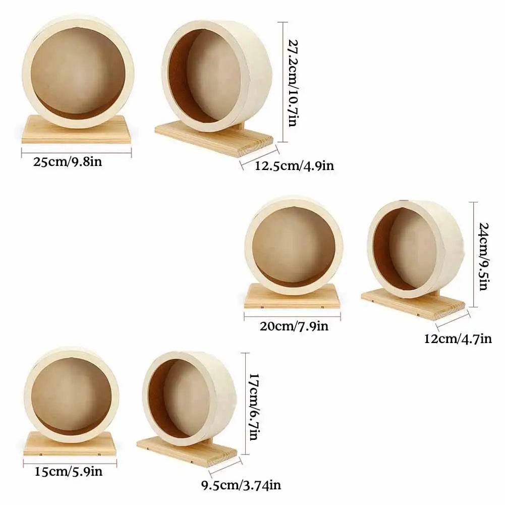 Roue de course pour Hamster, ours doré, support de ceinture en bois muet avec coussin en liège, rouleau de sport, ours doré, aménagement paysager, fournitures pour animaux de compagnie - Animaleriex