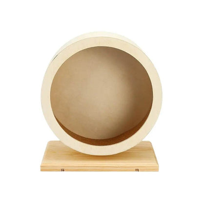 Roue de course pour Hamster, ours doré, support de ceinture en bois muet avec coussin en liège, rouleau de sport, ours doré, aménagement paysager, fournitures pour animaux de compagnie - Animaleriex