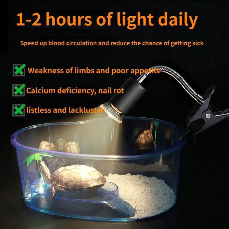 Ampoule halogène 50 W incluse, lampe chauffante pour reptiles, col de cygne réglable, lampes chauffantes pour réservoir d'aquarium, tortue, lézard, serpent, Terrarium - Animaleriex