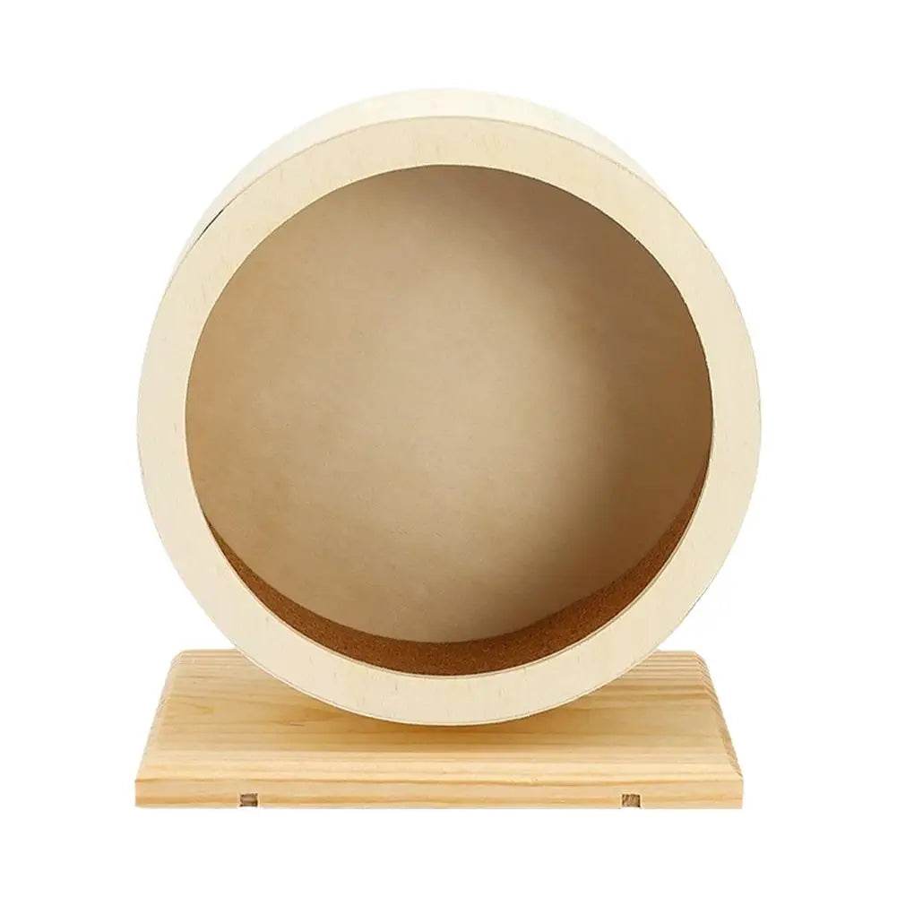 Roue de course pour Hamster, ours doré, support de ceinture en bois muet avec coussin en liège, rouleau de sport, ours doré, aménagement paysager, fournitures pour animaux de compagnie - Animaleriex